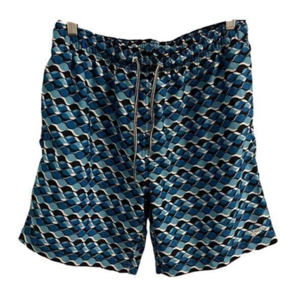 Speedo Swim Trunks Blue and Black. Elastic waist. Size Large. - Picture 1 of 5